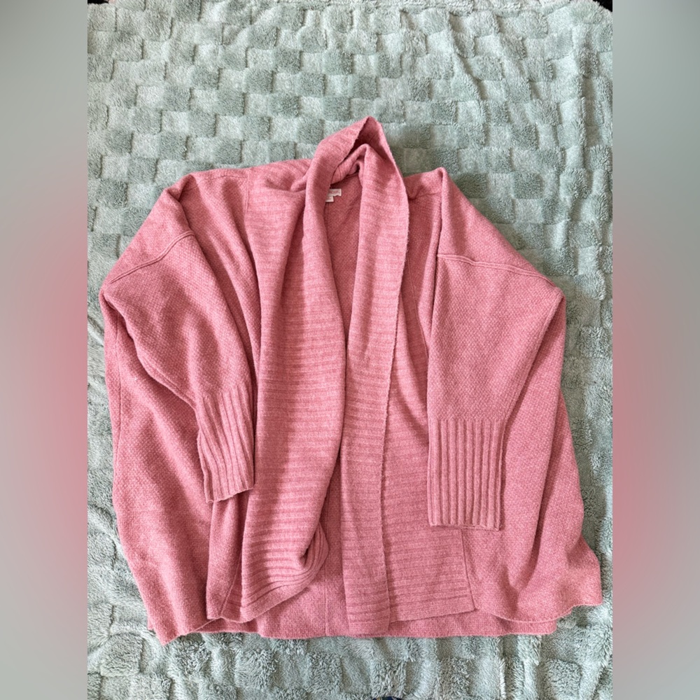 Knox Rose Pink Cardigan Sweater with Ribbed Knit